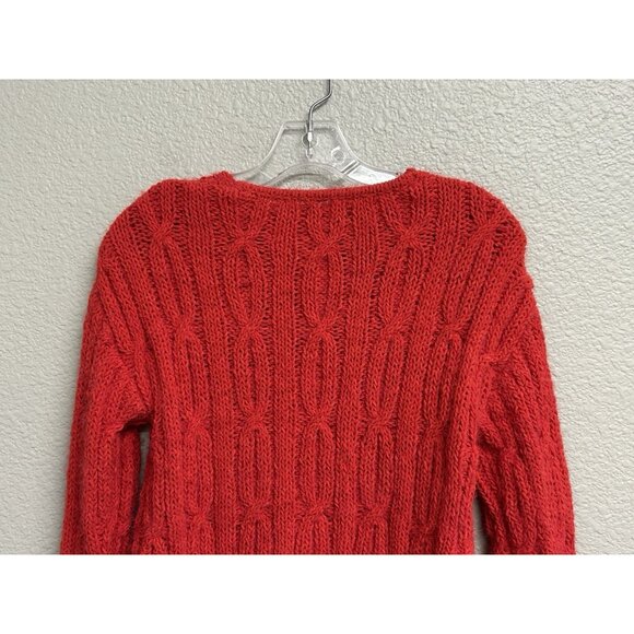 Cupcake Clothing LTD Cable Open Knit V-neck Sweater Red Women's Size Small NWT - Picture 9 of 10